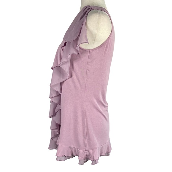 Saks Fifth Avenue Dusty Lavender Layered Ruffle Tank Stretchy Soft Size Small - Picture 2 of 14
